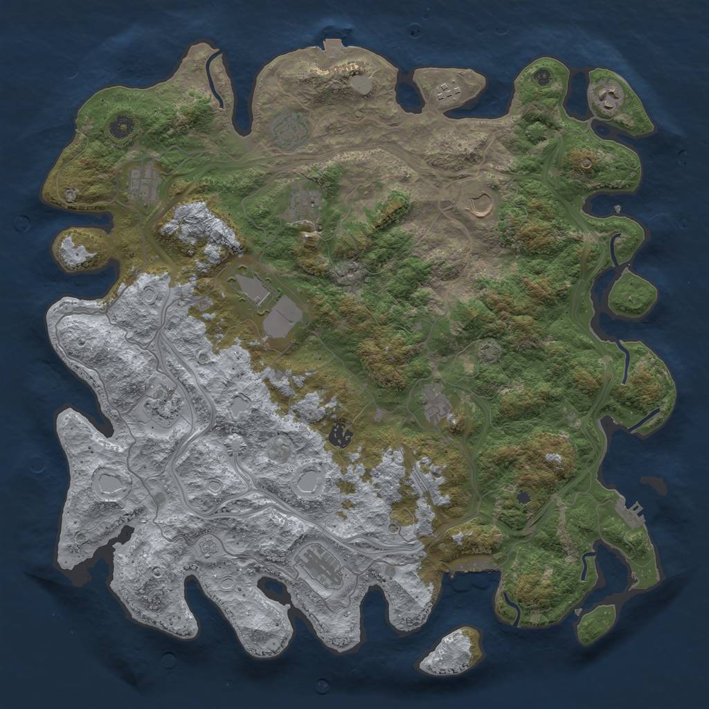 Rust Map: Procedural Map, Size: 4500, Seed: 1018256075, 19 Monuments