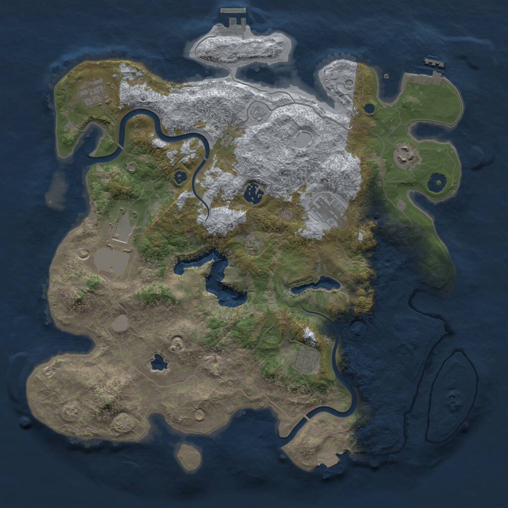 Rust Map: Procedural Map, Size: 4000, Seed: 1322917058, 12 Monuments