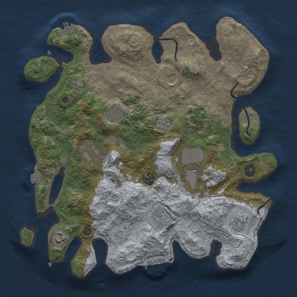 Rust Map: Procedural Map, Size: 3600, Seed: 8916, 17 Monuments