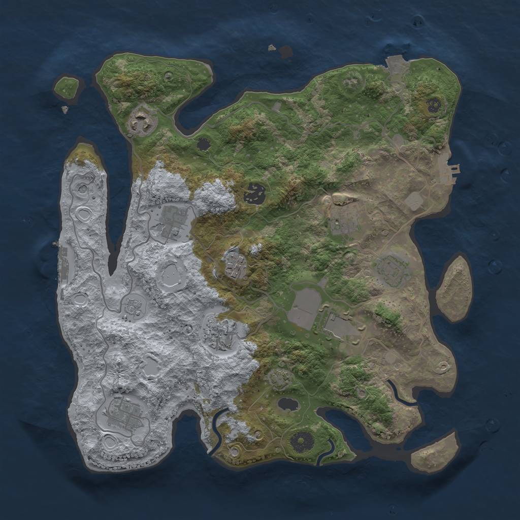 Rust Map: Procedural Map, Size: 3500, Seed: 775947377, 17 Monuments