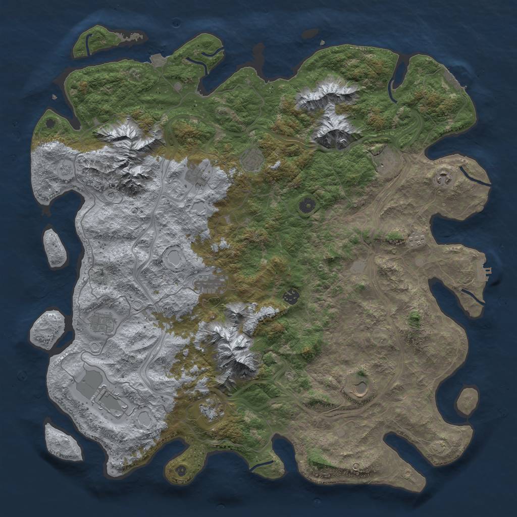 Rust Map: Procedural Map, Size: 5000, Seed: 910258442, 19 Monuments