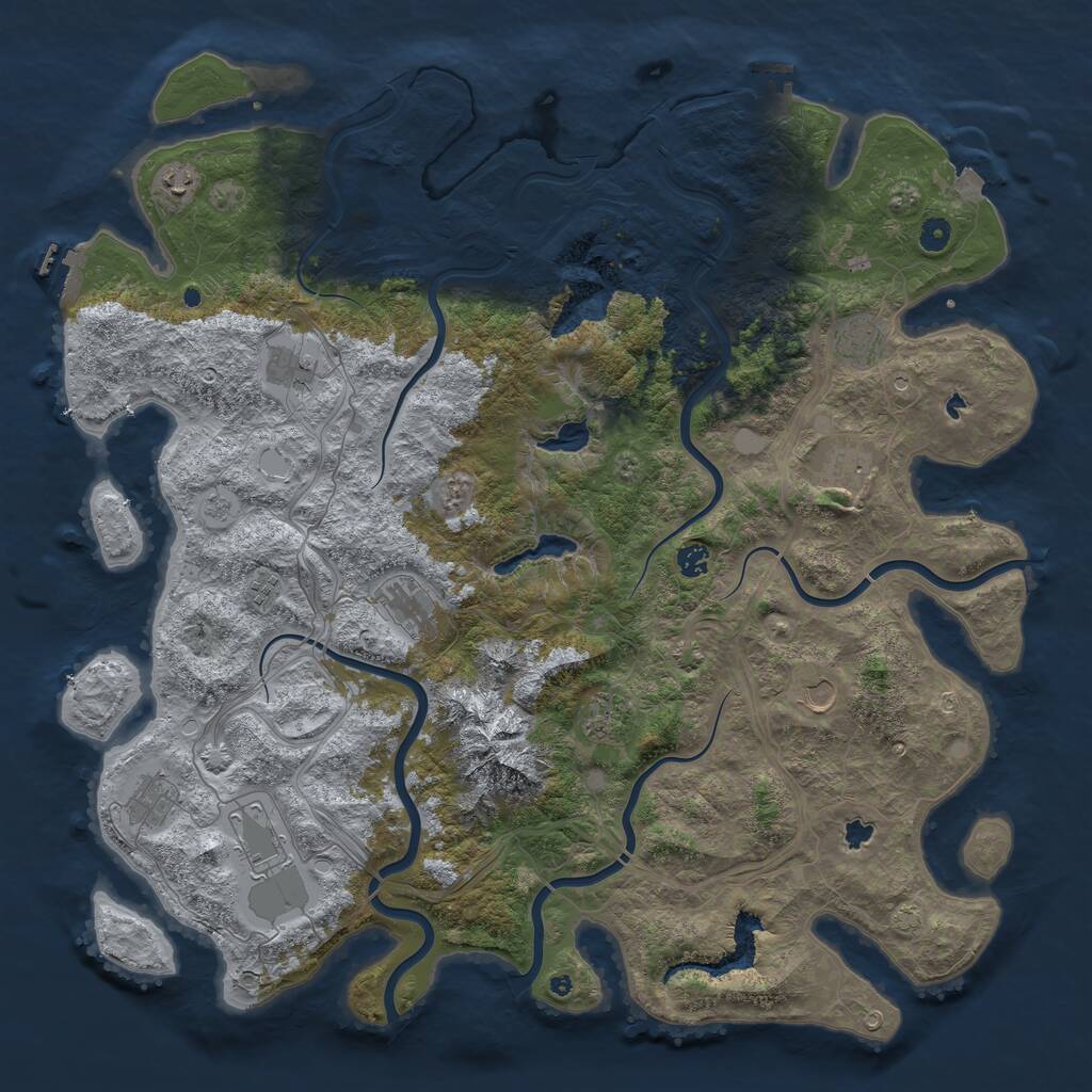 Rust Map: Procedural Map, Size: 5000, Seed: 910258442, 17 Monuments