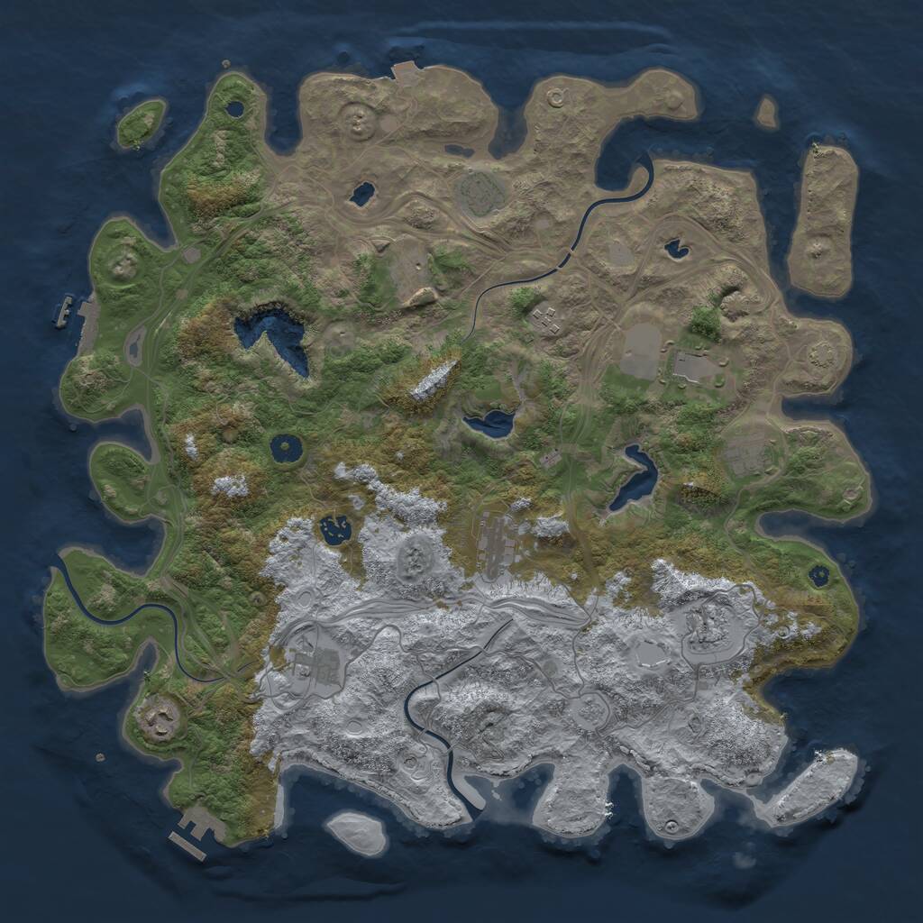 Rust Map: Procedural Map, Size: 4500, Seed: 1720275612, 16 Monuments
