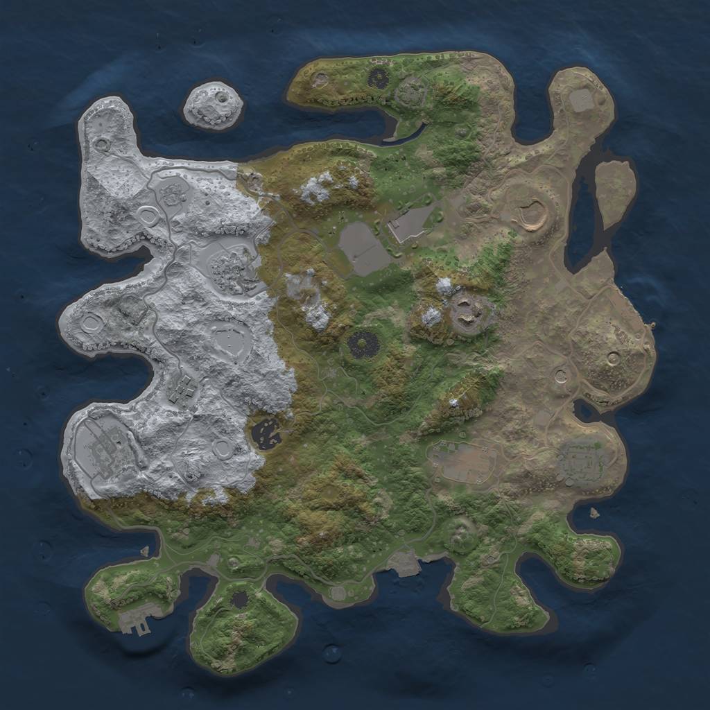 Rust Map: Procedural Map, Size: 3500, Seed: 1906468880, 17 Monuments