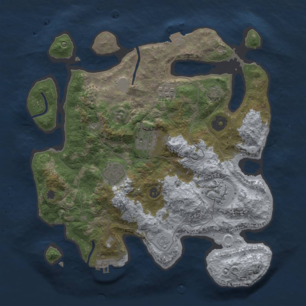 Rust Map: Procedural Map, Size: 3000, Seed: 1879196697, 11 Monuments