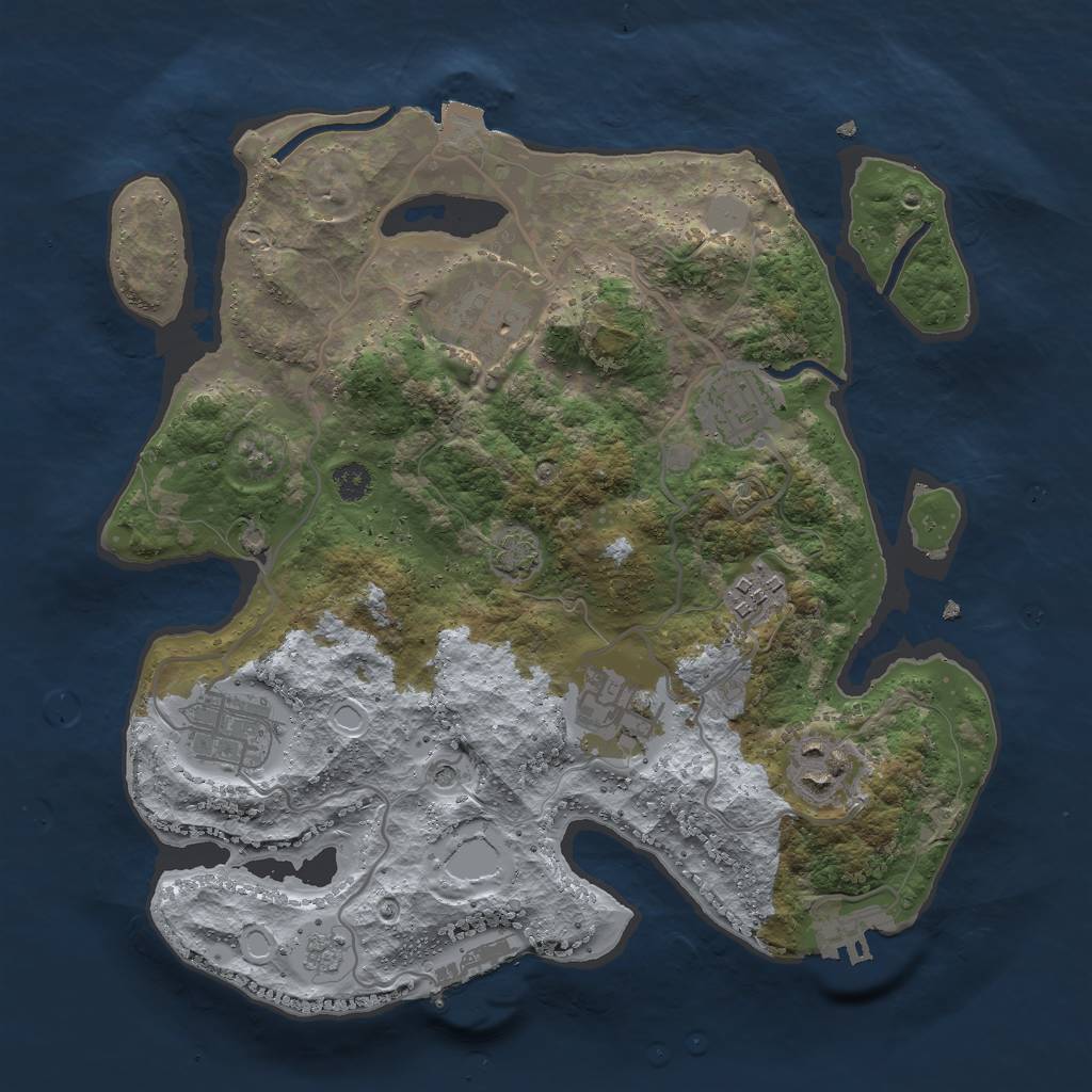 Rust Map: Procedural Map, Size: 3000, Seed: 1135977579, 14 Monuments