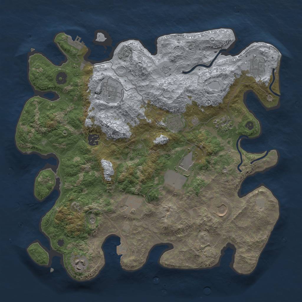 Rust Map: Procedural Map, Size: 3743, Seed: 1, 17 Monuments