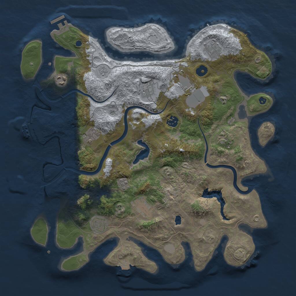 Rust Map: Procedural Map, Size: 4000, Seed: 352250259, 16 Monuments