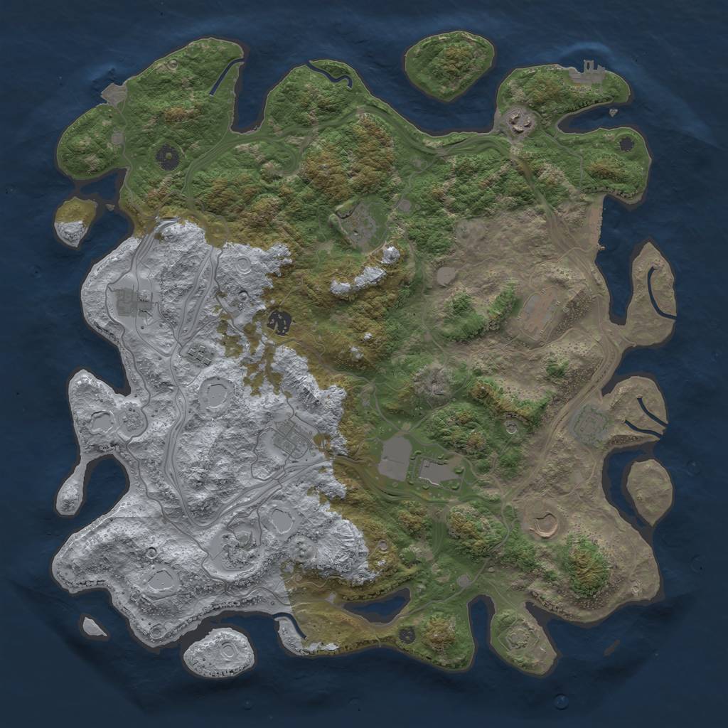 Rust Map: Procedural Map, Size: 4500, Seed: 2140220605, 19 Monuments