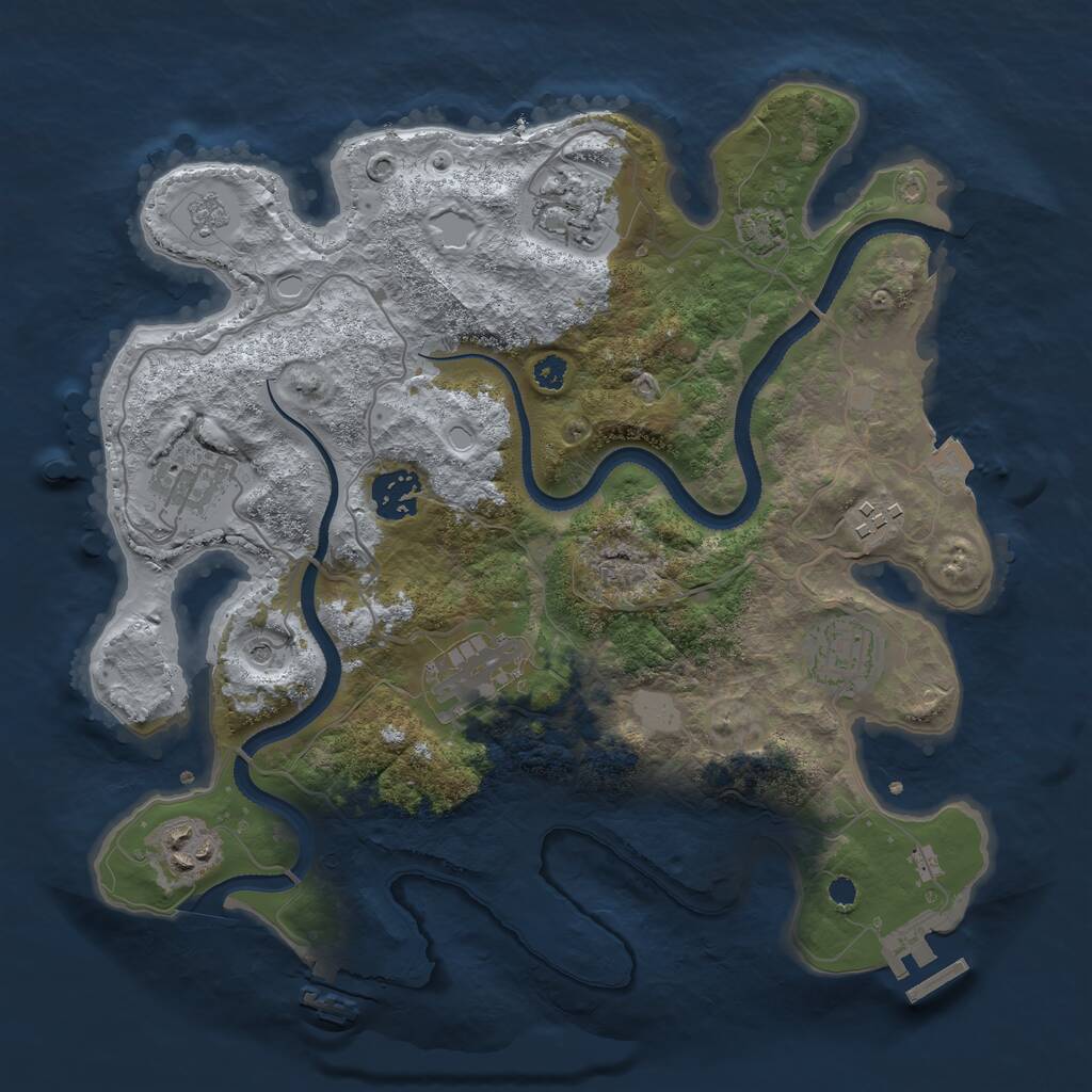 Rust Map: Procedural Map, Size: 3250, Seed: 221635389, 13 Monuments