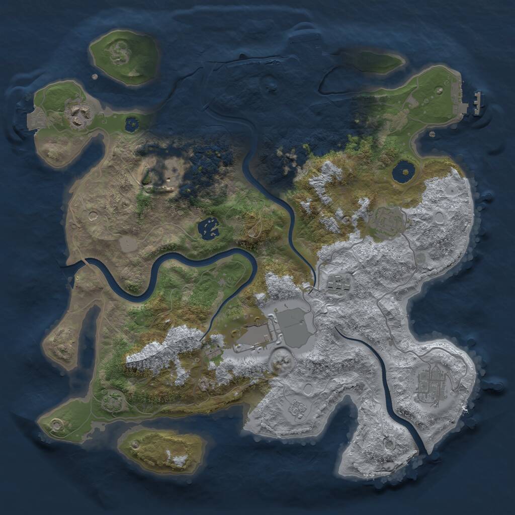 Rust Map: Procedural Map, Size: 3500, Seed: 1380291063, 13 Monuments