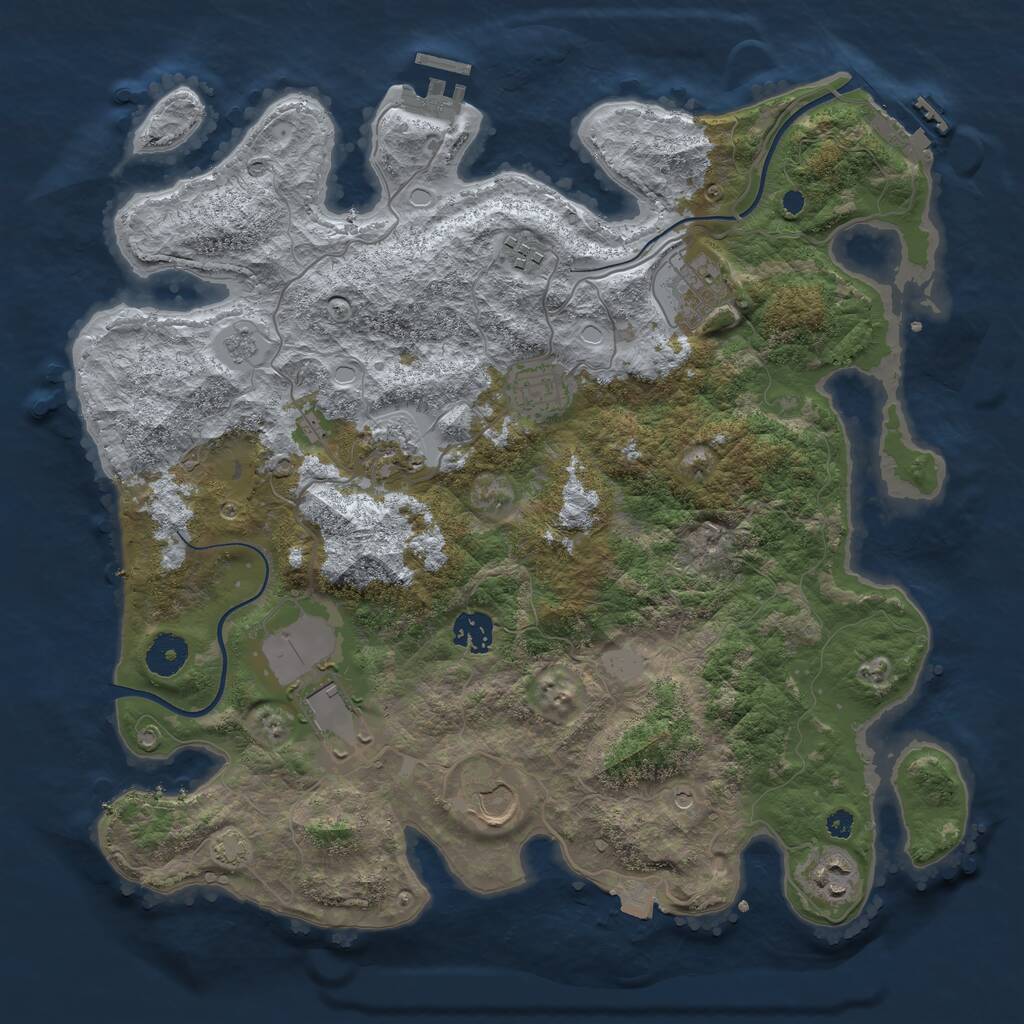 Rust Map: Procedural Map, Size: 3700, Seed: 1195920666, 14 Monuments