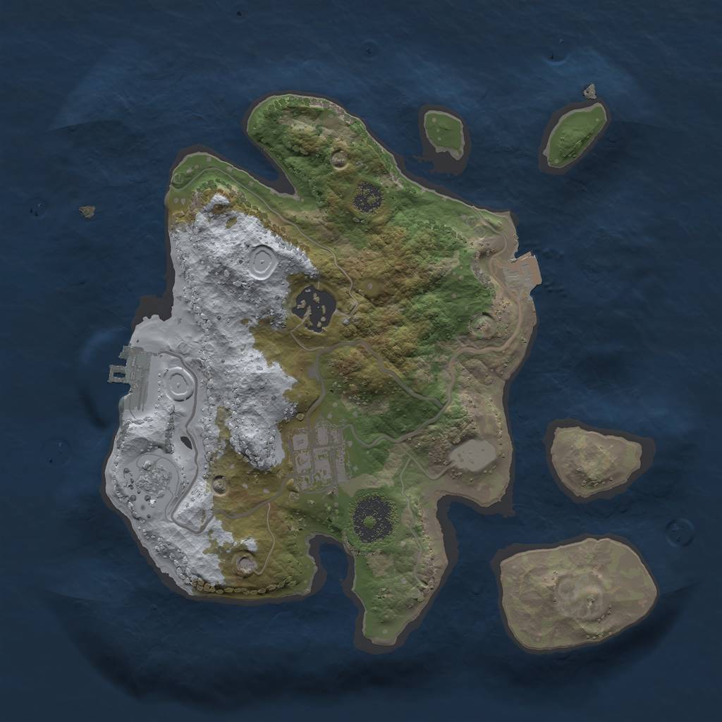 Rust Map: Procedural Map, Size: 2500, Seed: 1849987199, 7 Monuments
