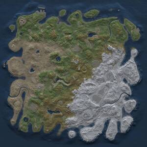 Thumbnail Rust Map: Procedural Map, Size: 4500, Seed: 500260332, 15 Monuments