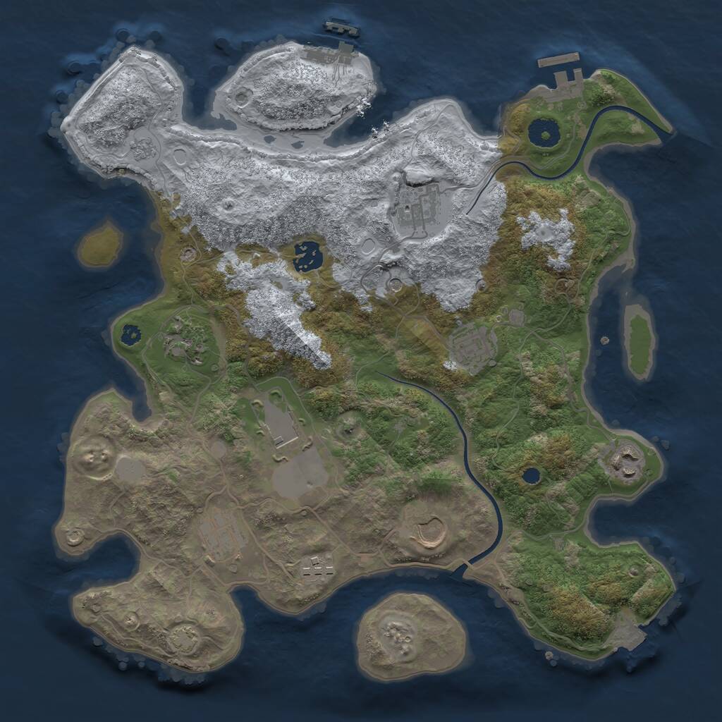 Rust Map: Procedural Map, Size: 3500, Seed: 1299788382, 15 Monuments