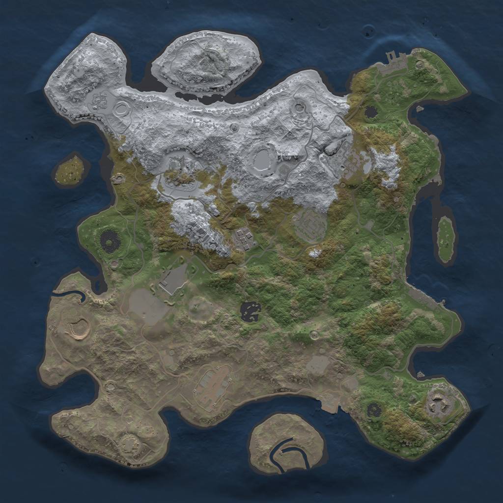 Rust Map: Procedural Map, Size: 3500, Seed: 1299788382, 17 Monuments