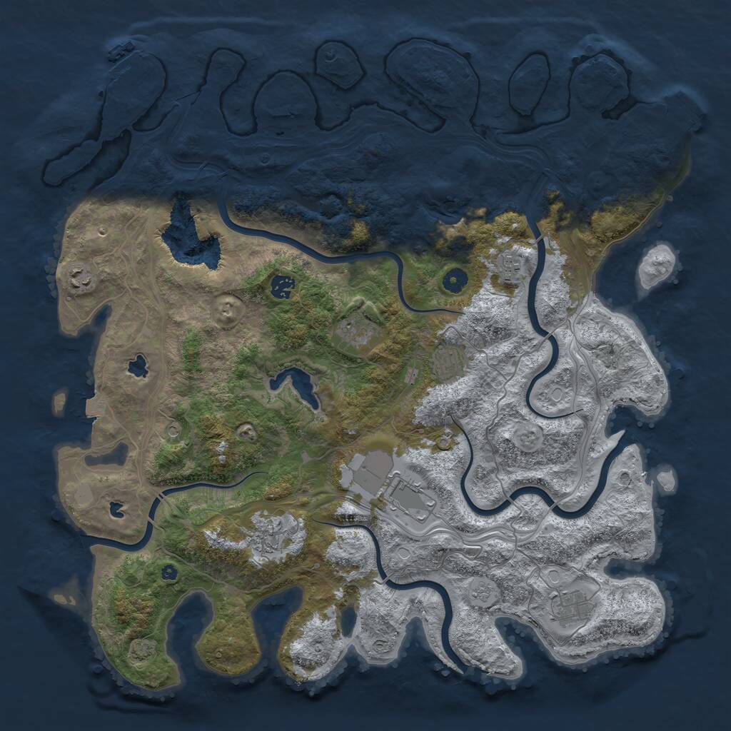 Rust Map: Procedural Map, Size: 4500, Seed: 1106963286, 14 Monuments