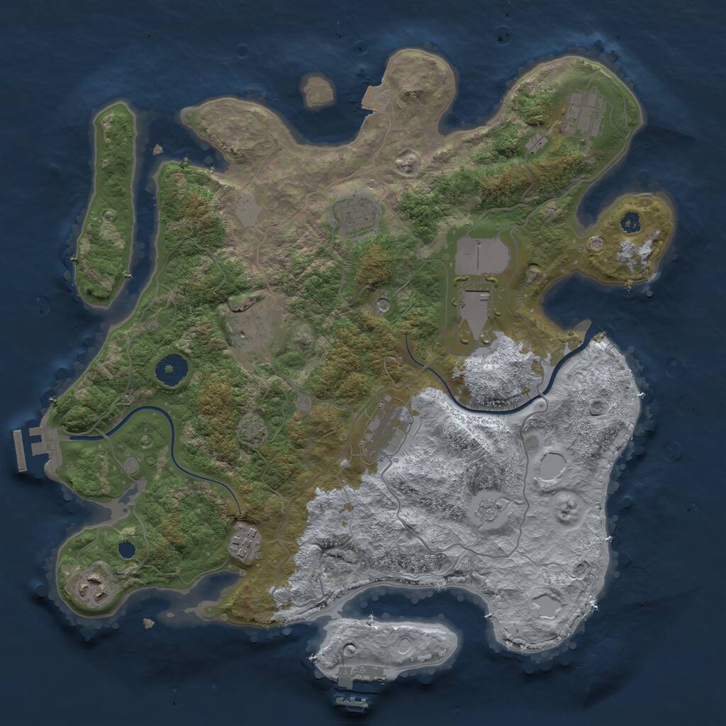 Rust Map: Procedural Map, Size: 3500, Seed: 1848091616, 13 Monuments