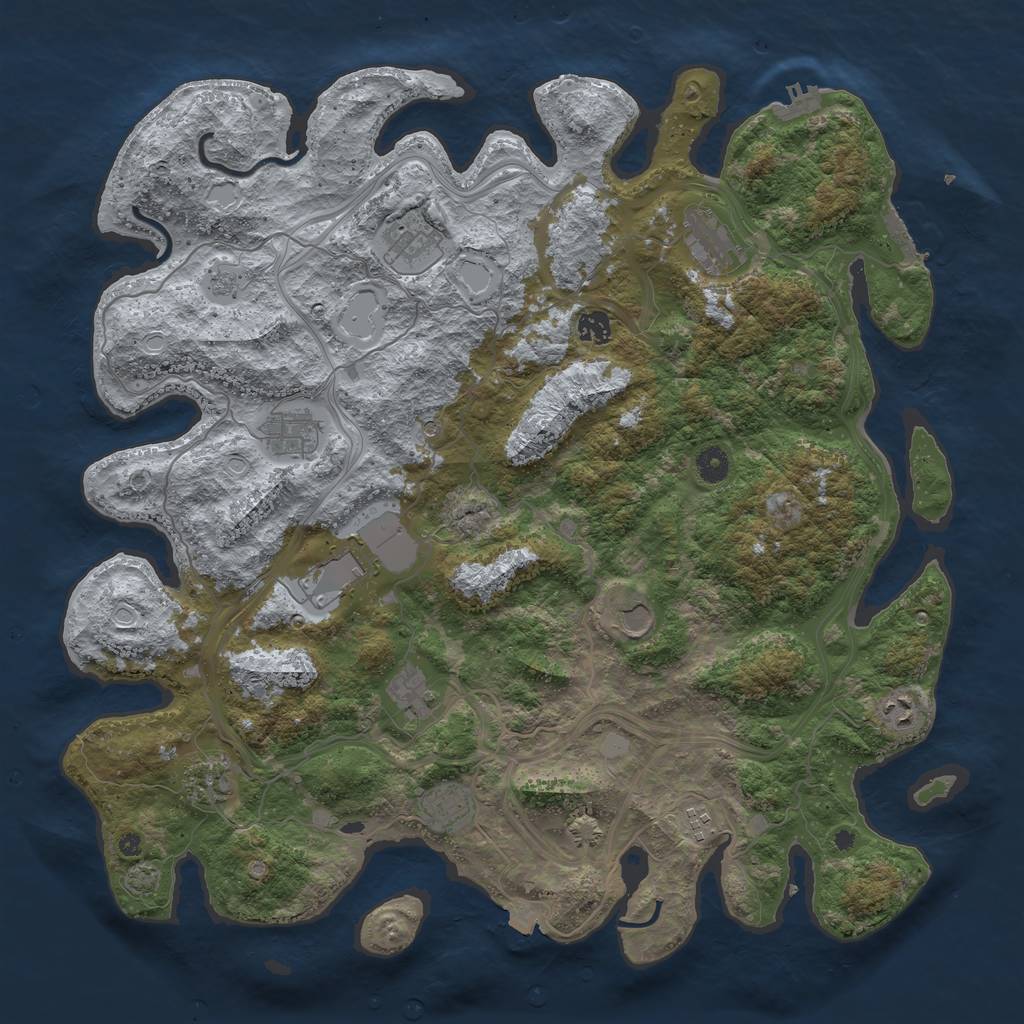 Rust Map: Procedural Map, Size: 4500, Seed: 1105121454, 19 Monuments