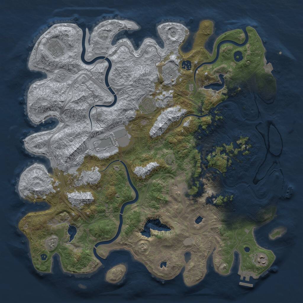 Rust Map: Procedural Map, Size: 4500, Seed: 1105121454, 17 Monuments