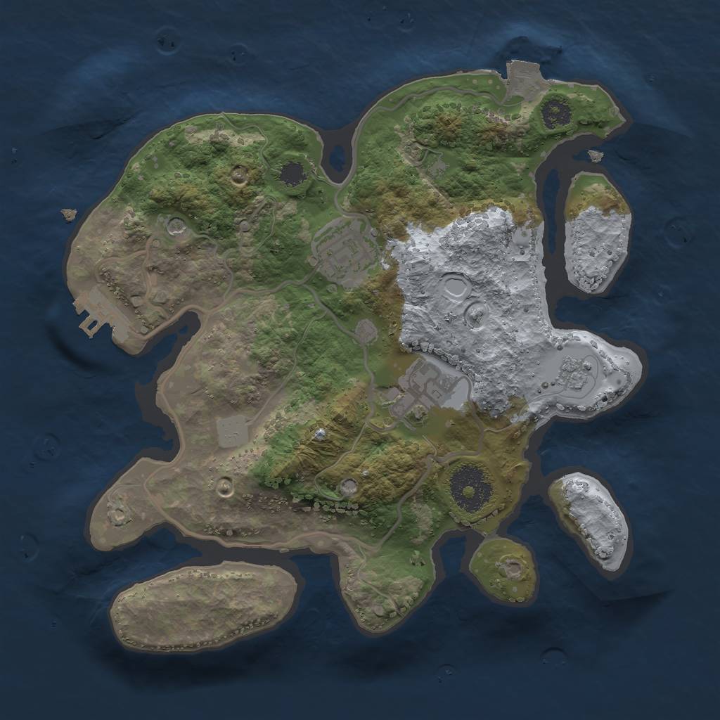 Rust Map: Procedural Map, Size: 2500, Seed: 1953393052, 8 Monuments