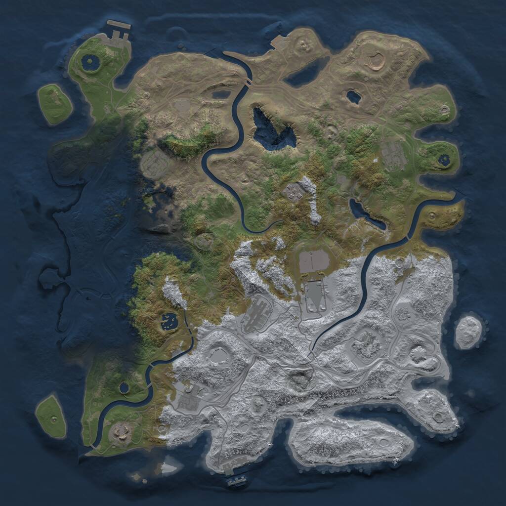 Rust Map: Procedural Map, Size: 4300, Seed: 46658195, 17 Monuments