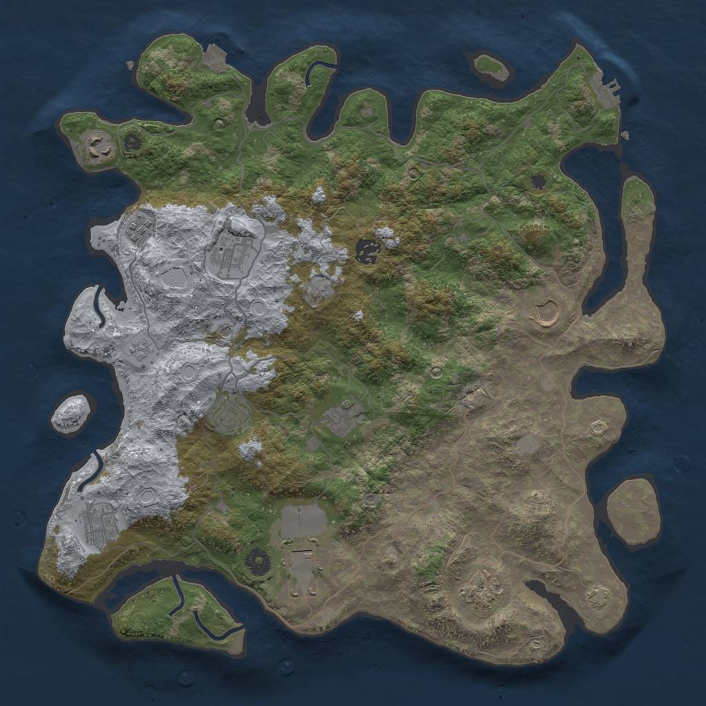 Rust Map: Procedural Map, Size: 4000, Seed: 697688567, 17 Monuments