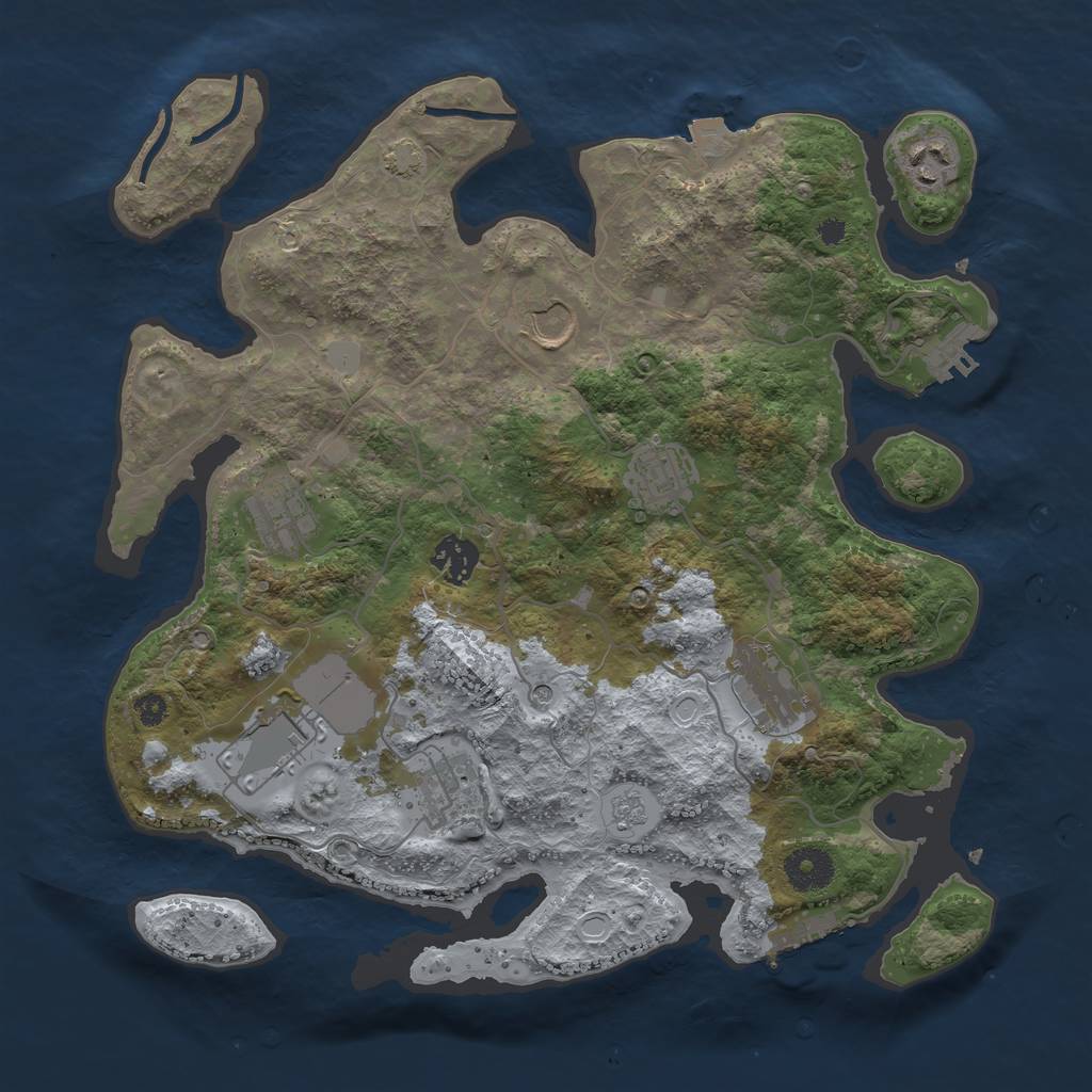 Rust Map: Procedural Map, Size: 3500, Seed: 480203089, 16 Monuments