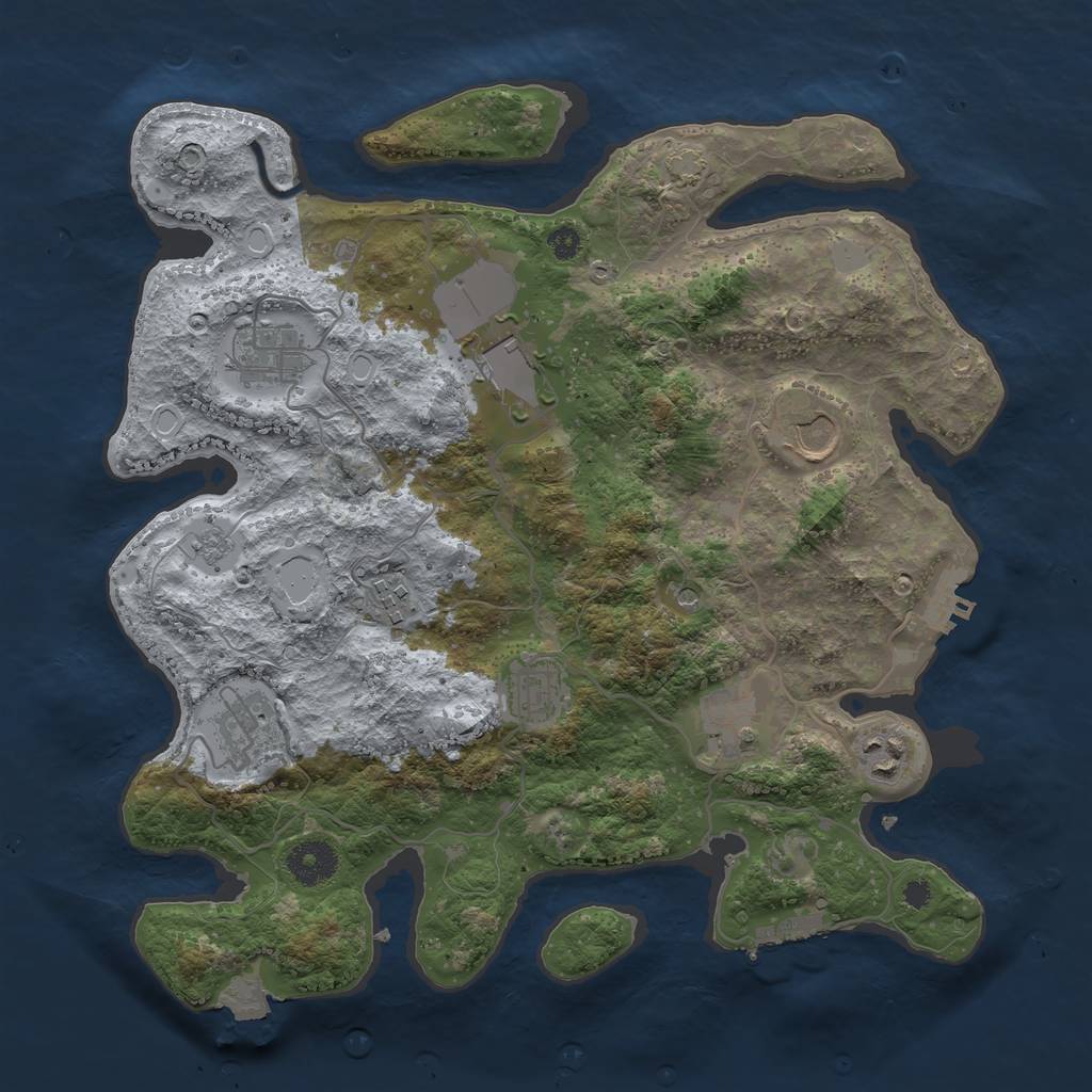 Rust Map: Procedural Map, Size: 3500, Seed: 1994826812, 16 Monuments