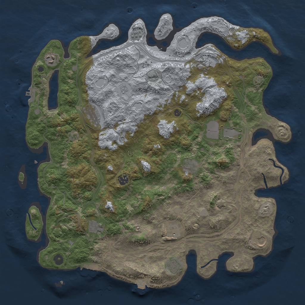 Rust Map: Procedural Map, Size: 4500, Seed: 928631576, 19 Monuments