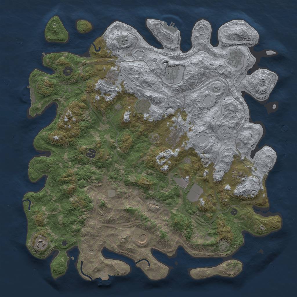 Rust Map: Procedural Map, Size: 4500, Seed: 209150880, 19 Monuments