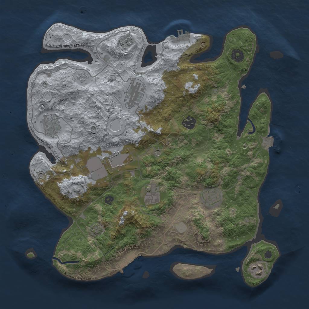 Rust Map: Procedural Map, Size: 3500, Seed: 337739407, 16 Monuments