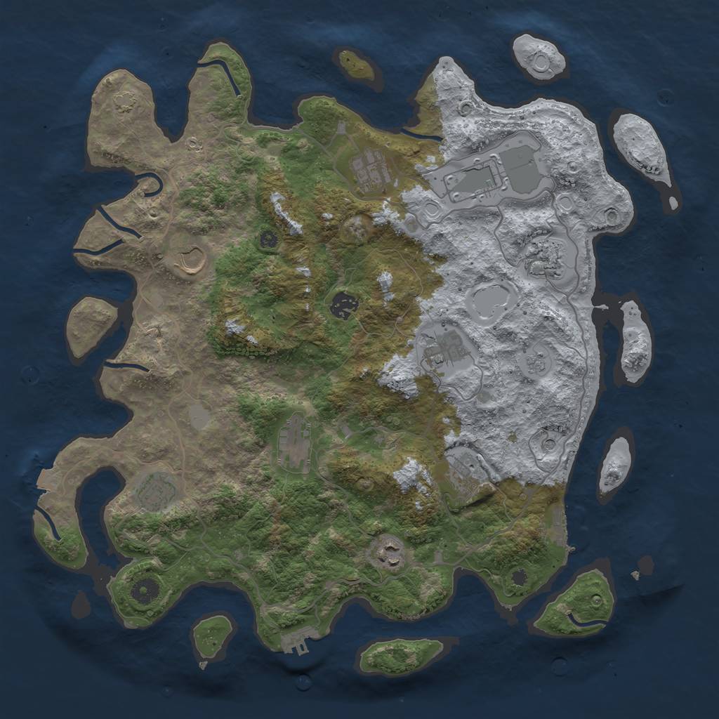 Rust Map: Procedural Map, Size: 4050, Seed: 856471178, 18 Monuments