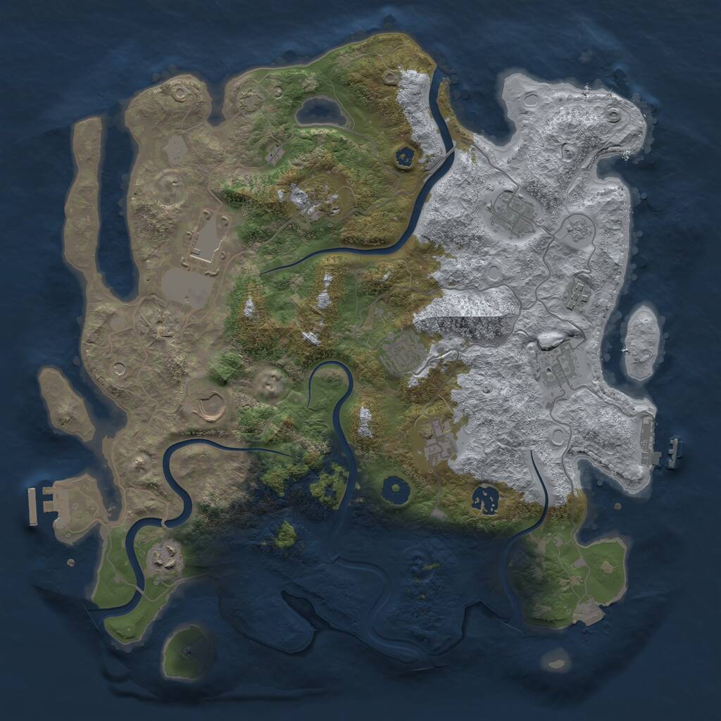 Rust Map: Procedural Map, Size: 3850, Seed: 6971258, 16 Monuments