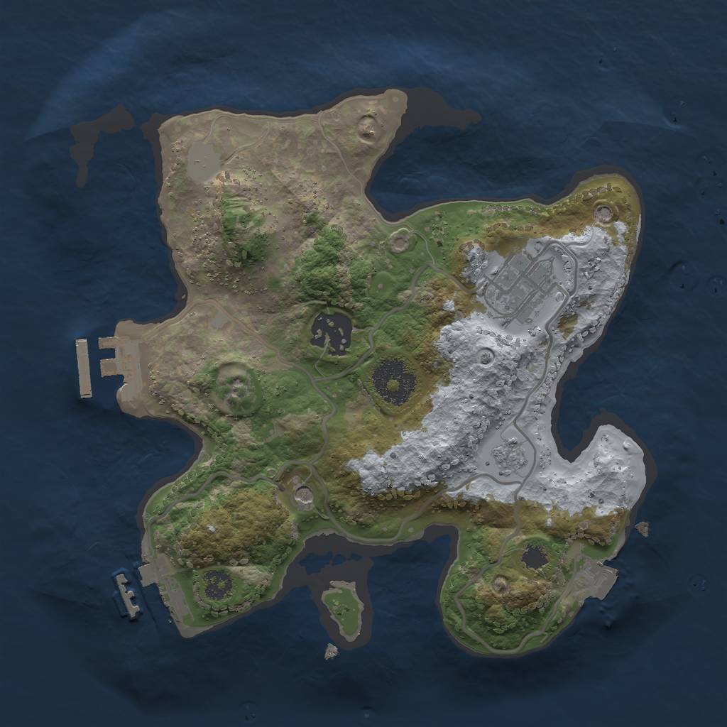 Rust Map: Procedural Map, Size: 2500, Seed: 91740178, 9 Monuments