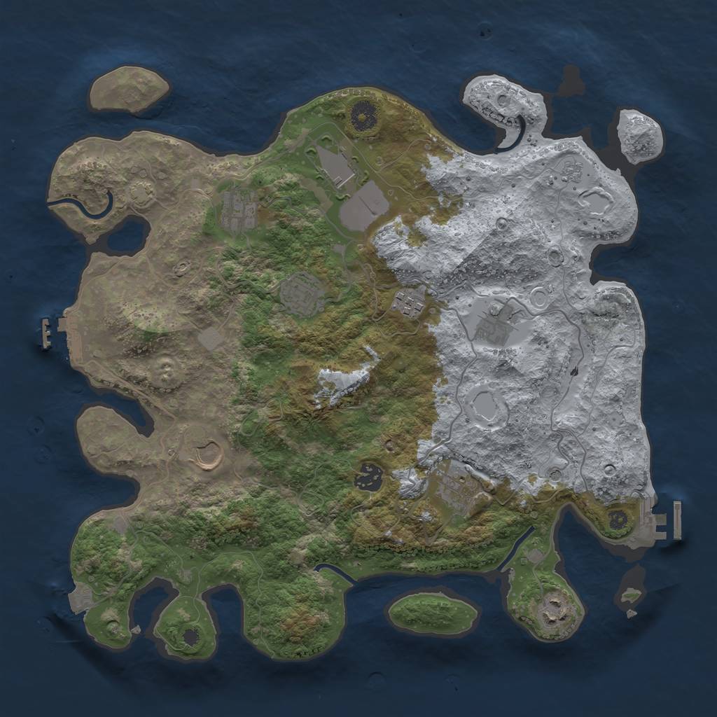 Rust Map: Procedural Map, Size: 3750, Seed: 163125610, 17 Monuments