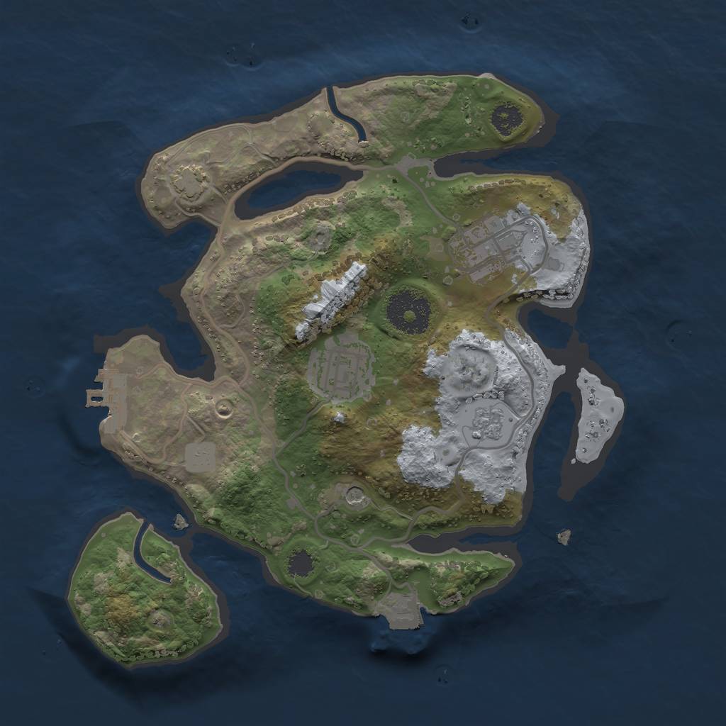 Rust Map: Procedural Map, Size: 2500, Seed: 1814363330, 9 Monuments