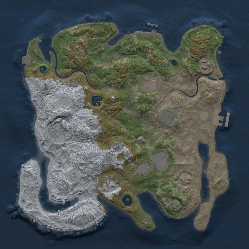 Rust Map: Procedural Map, Size: 3500, Seed: 54235279, 14 Monuments