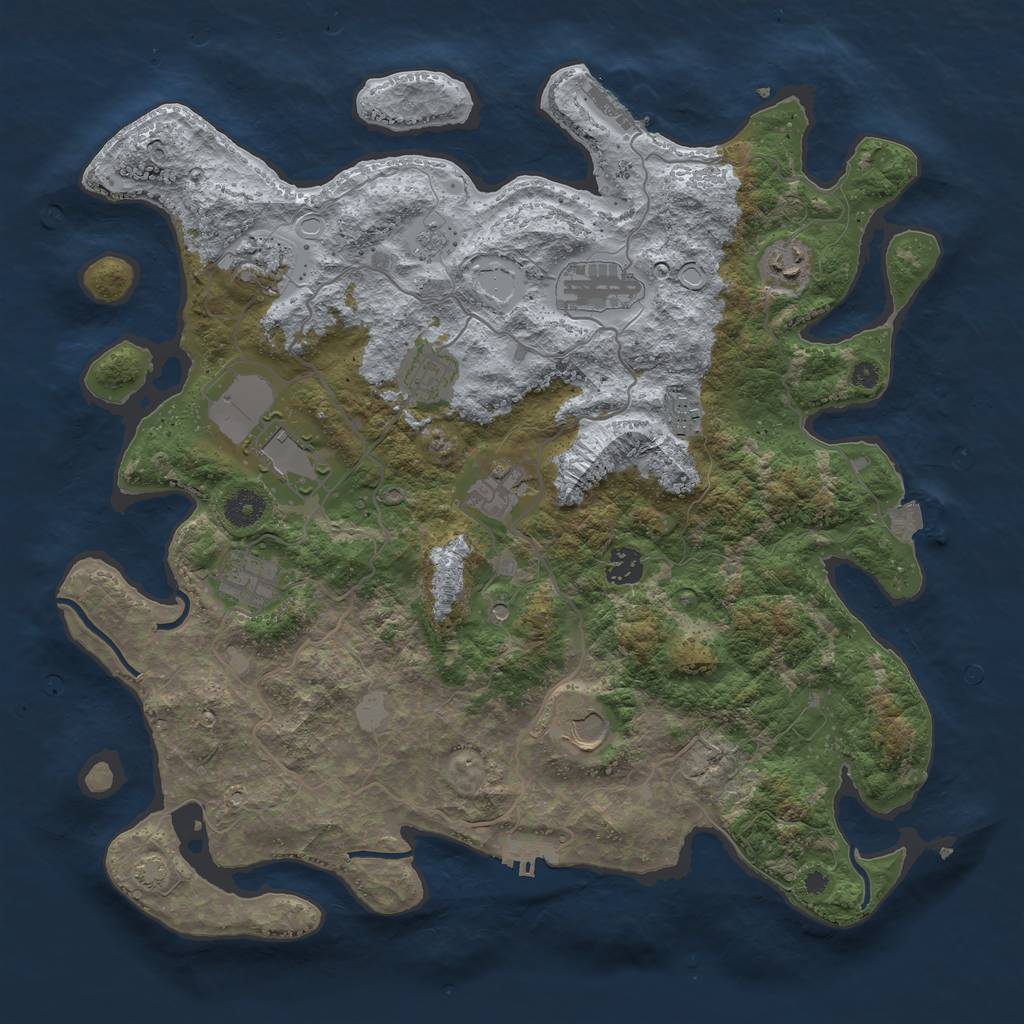 Rust Map: Procedural Map, Size: 4000, Seed: 987123, 18 Monuments