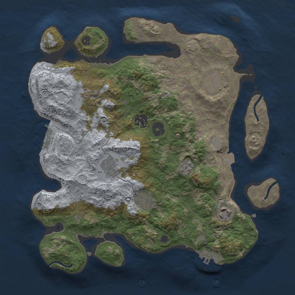 Rust Map: Procedural Map, Size: 3250, Seed: 2113240096, 14 Monuments