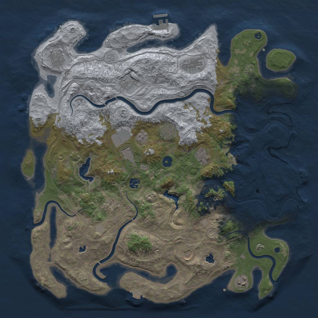 Rust Map: Procedural Map, Size: 4500, Seed: 732598295, 17 Monuments