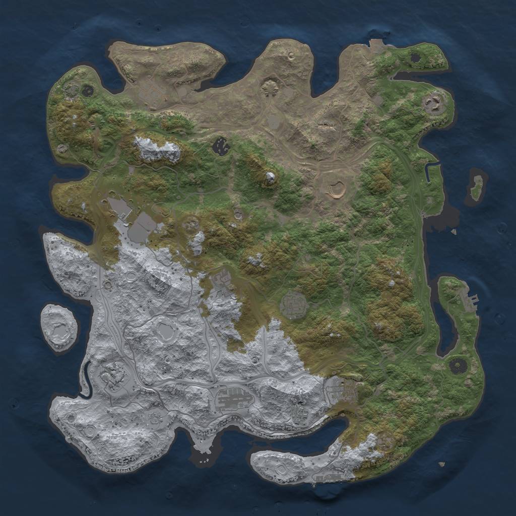 Rust Map: Procedural Map, Size: 4500, Seed: 783337246, 19 Monuments