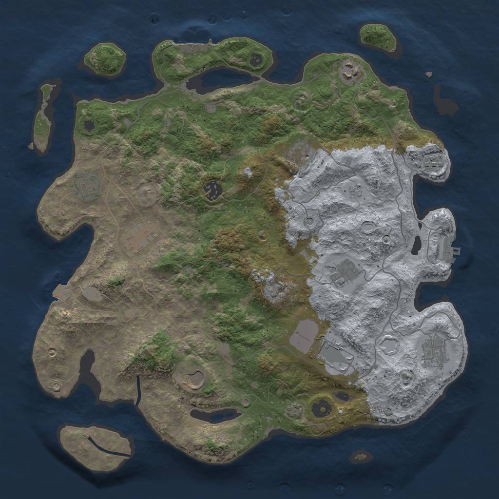 Rust Map: Procedural Map, Size: 4000, Seed: 1685956356, 18 Monuments