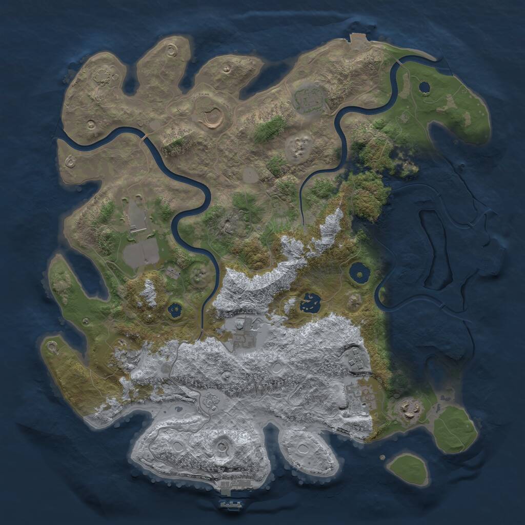 Rust Map: Procedural Map, Size: 3800, Seed: 23055, 15 Monuments