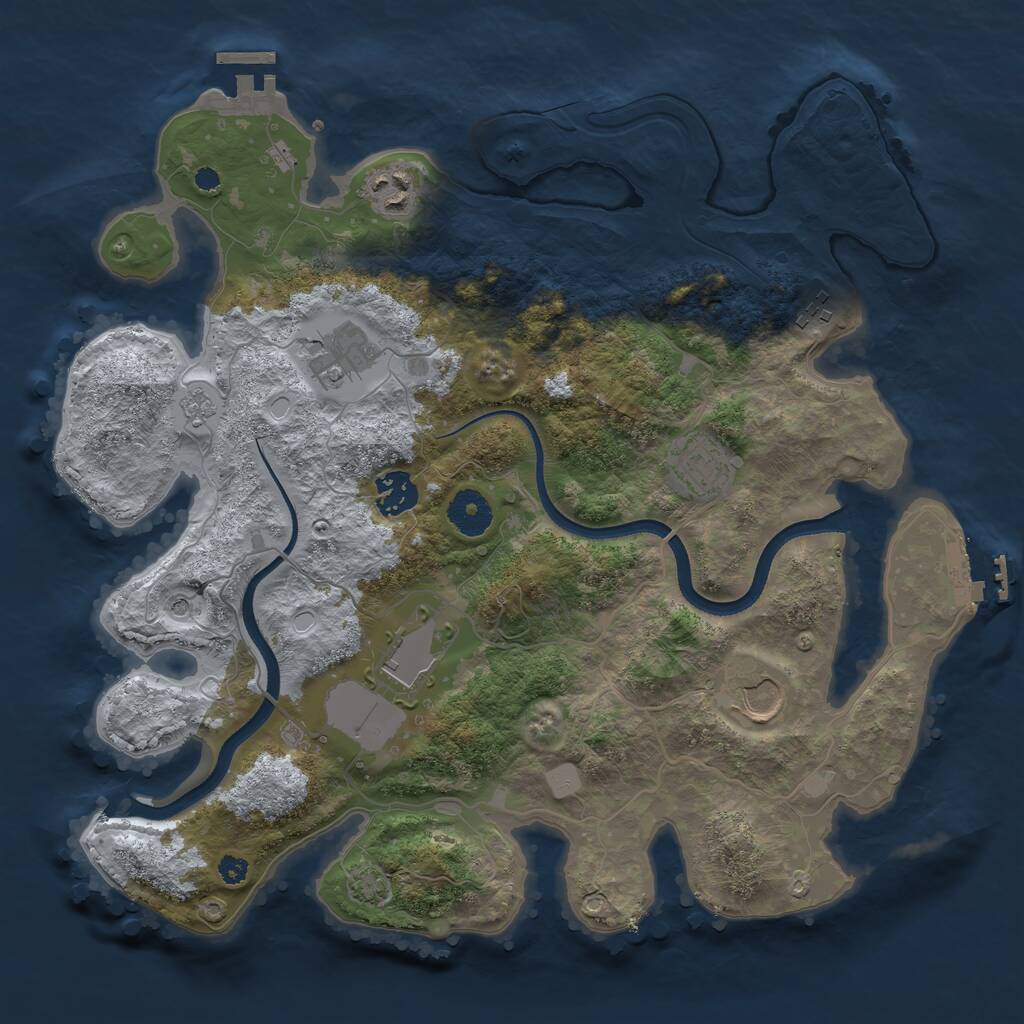 Rust Map: Procedural Map, Size: 3500, Seed: 894262818, 13 Monuments