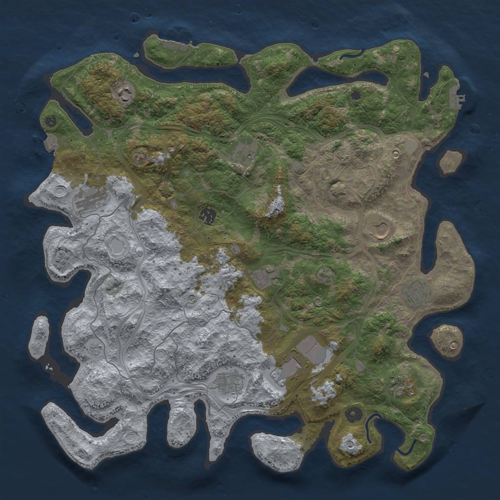 Rust Map: Procedural Map, Size: 4500, Seed: 1992951186, 19 Monuments