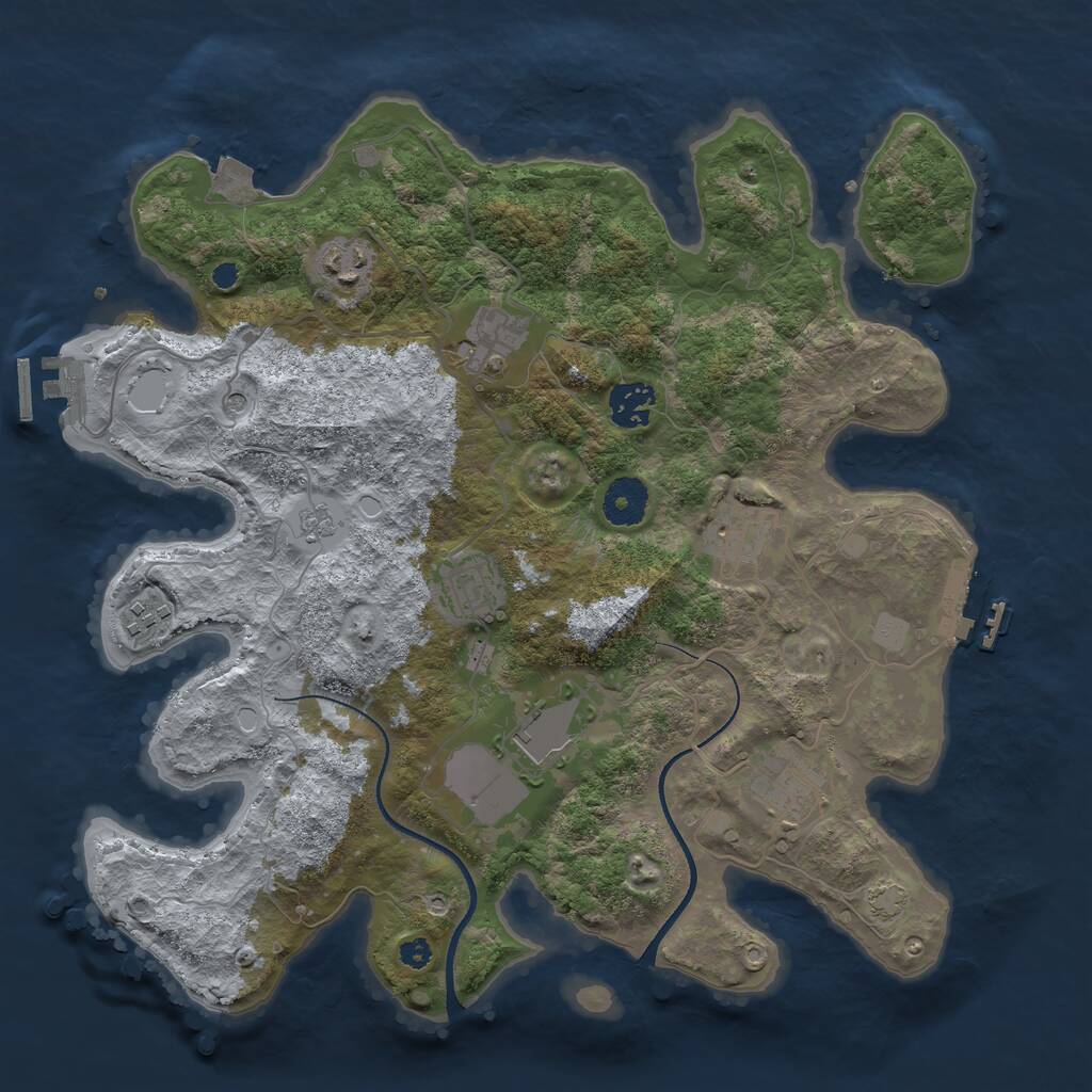 Rust Map: Procedural Map, Size: 3500, Seed: 641149310, 14 Monuments