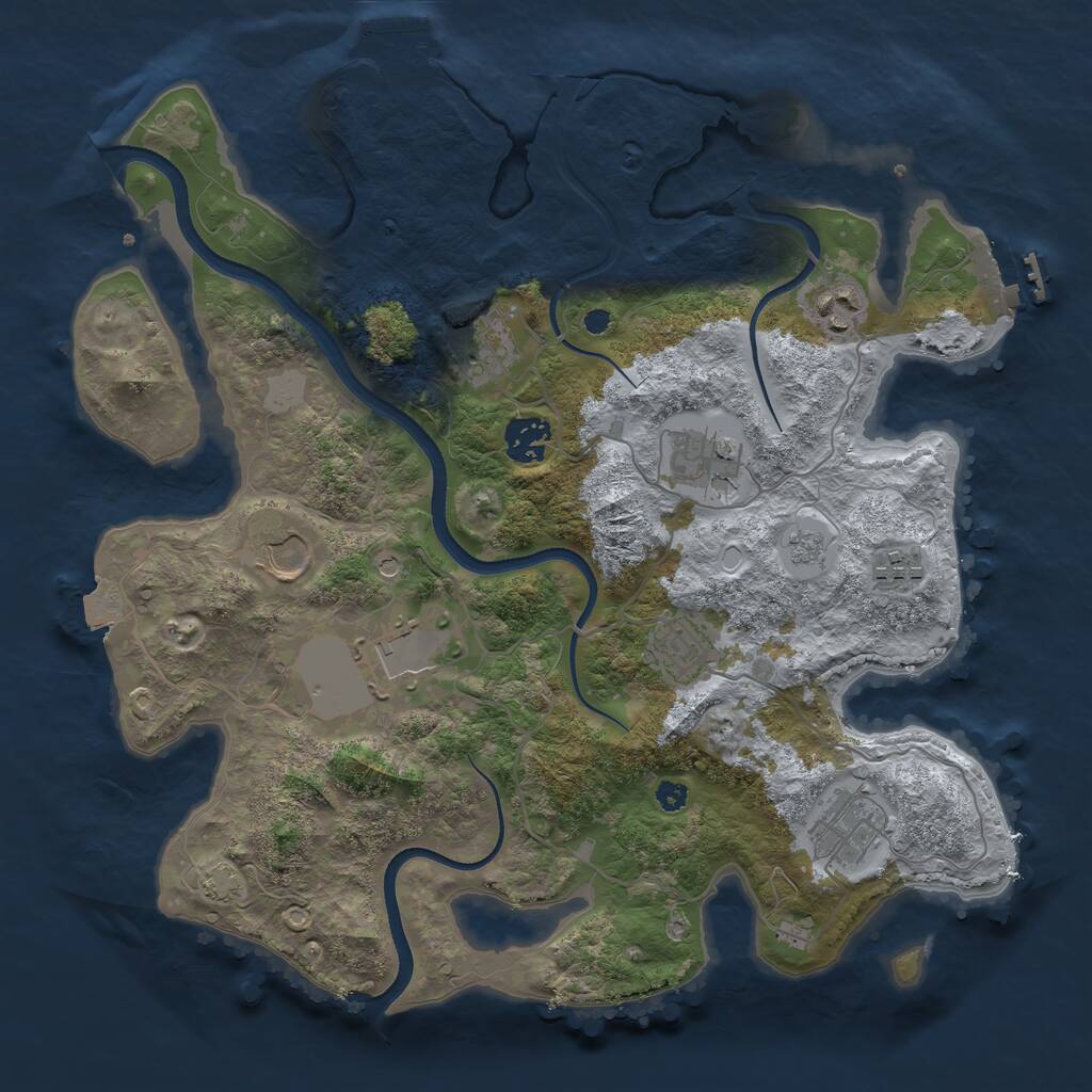 Rust Map: Procedural Map, Size: 3500, Seed: 1282469442, 15 Monuments