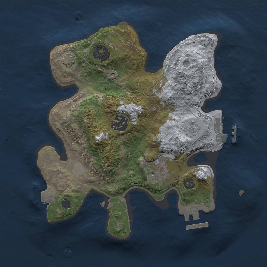 Rust Map: Procedural Map, Size: 2400, Seed: 462264019, 9 Monuments