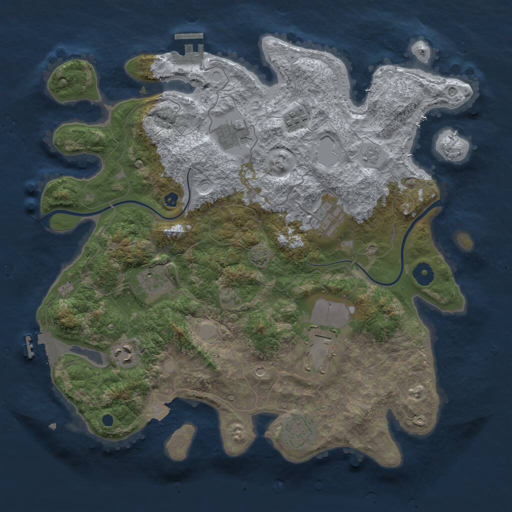 Rust Map: Procedural Map, Size: 3600, Seed: 1966995320, 13 Monuments